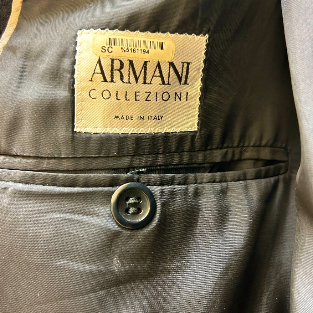 Armani textured navy blazer.